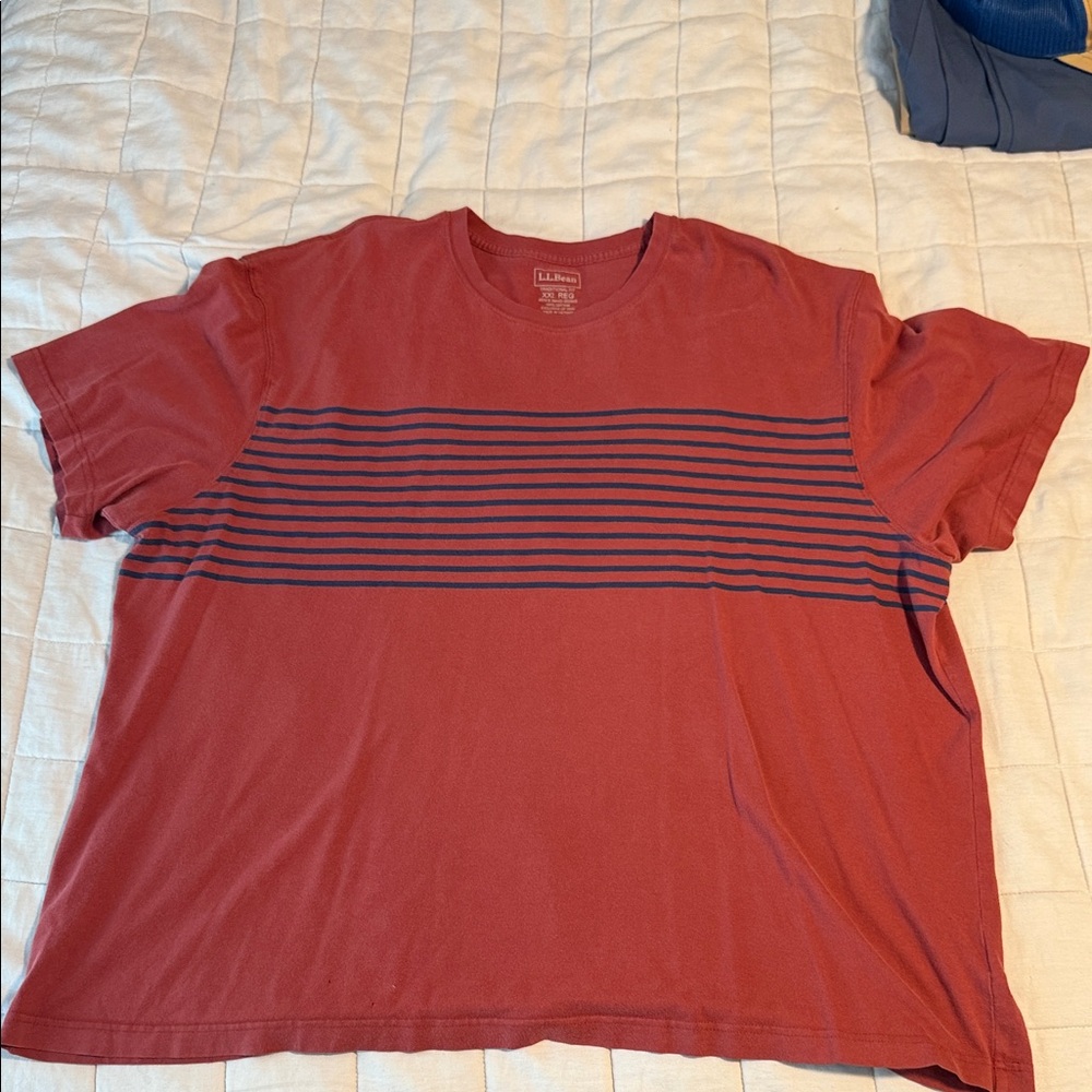 Classic L.L. Bean Rust Red striped shirt